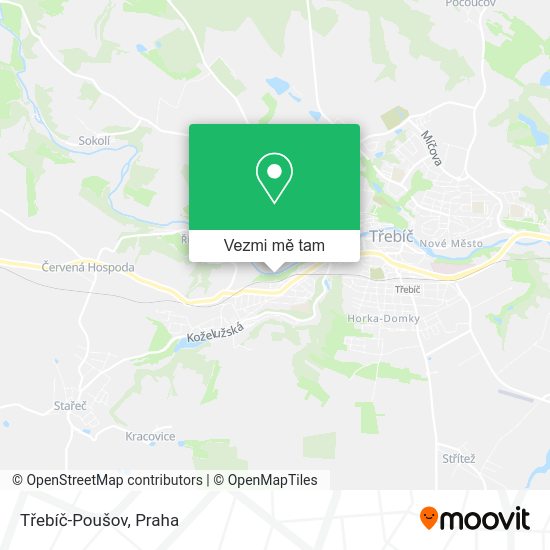 Třebíč-Poušov mapa