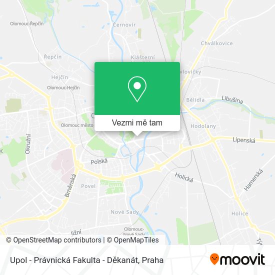 Upol - Právnická Fakulta - Děkanát mapa
