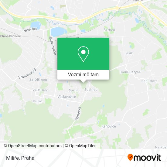 Milíře mapa