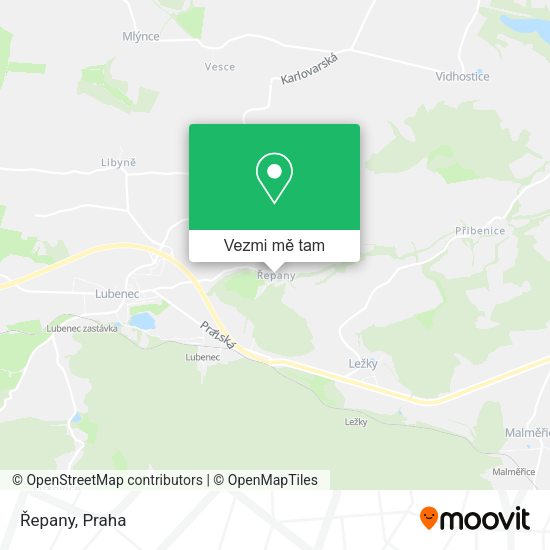 Řepany mapa