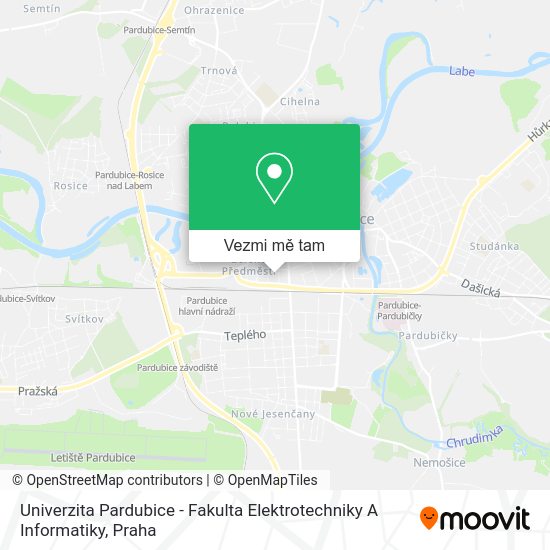 Univerzita Pardubice - Fakulta Elektrotechniky A Informatiky mapa