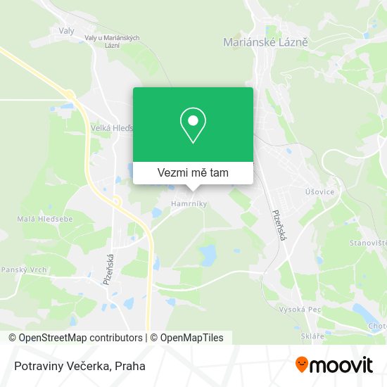 Potraviny Večerka mapa