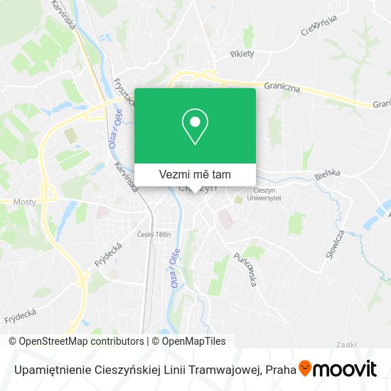 Upamiętnienie Cieszyńskiej Linii Tramwajowej mapa