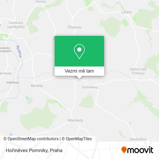 Hořiněves Pomníky mapa