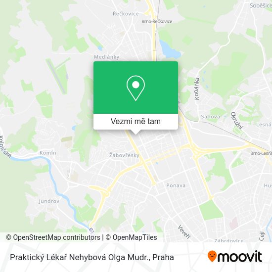 Praktický Lékař Nehybová Olga Mudr. mapa