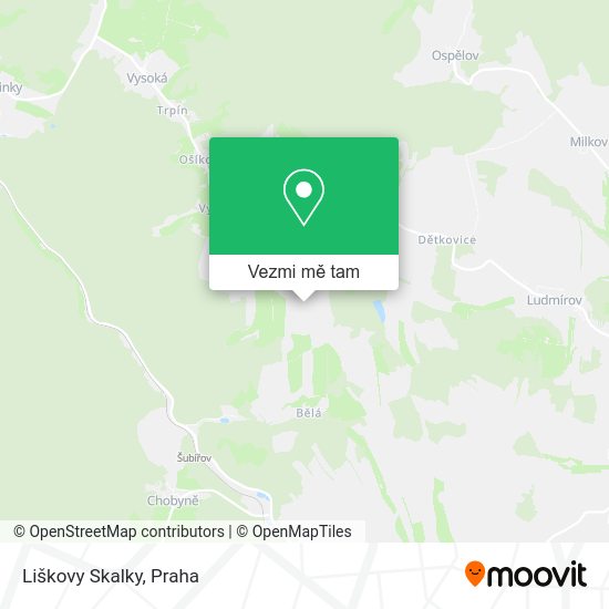 Liškovy Skalky mapa