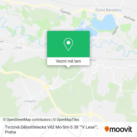 Tvrzová Dělostřelecká Věž Mo-Sm-S 38 ""V Lese"" mapa