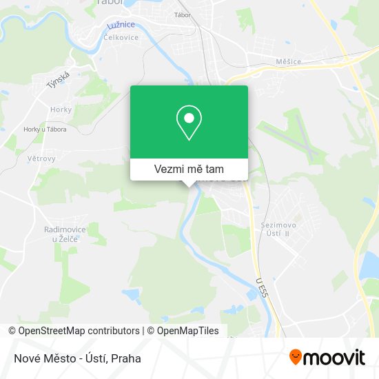 Nové Město - Ústí mapa