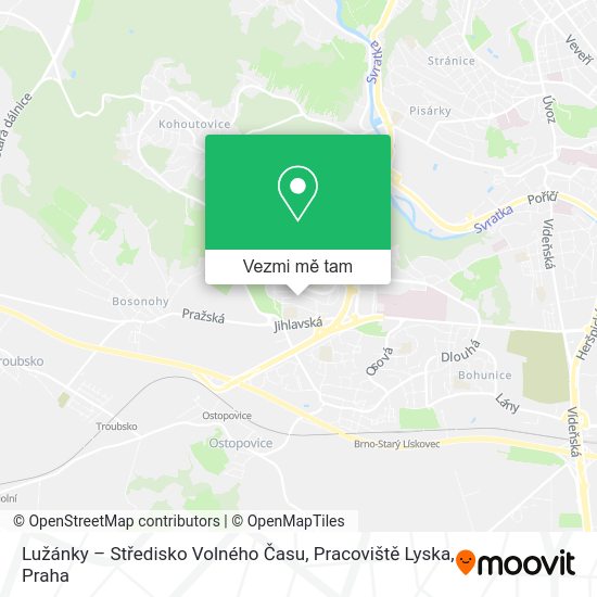 Lužánky – Středisko Volného Času, Pracoviště Lyska mapa