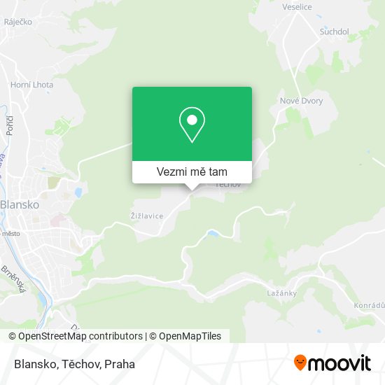 Blansko, Těchov mapa