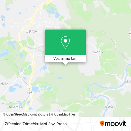 Zřícenina Zámečku Mořičov mapa