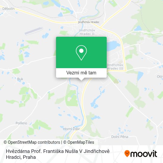 Hvězdárna Prof. Františka Nušla V Jindřichově Hradci mapa