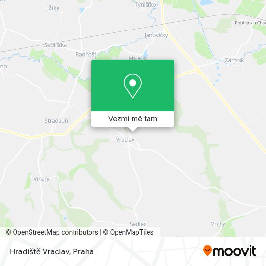 Hradiště Vraclav mapa