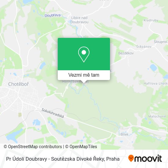 Pr Údolí Doubravy - Soutězska Divoké Řeky mapa
