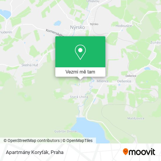 Apartmány Koryťák mapa