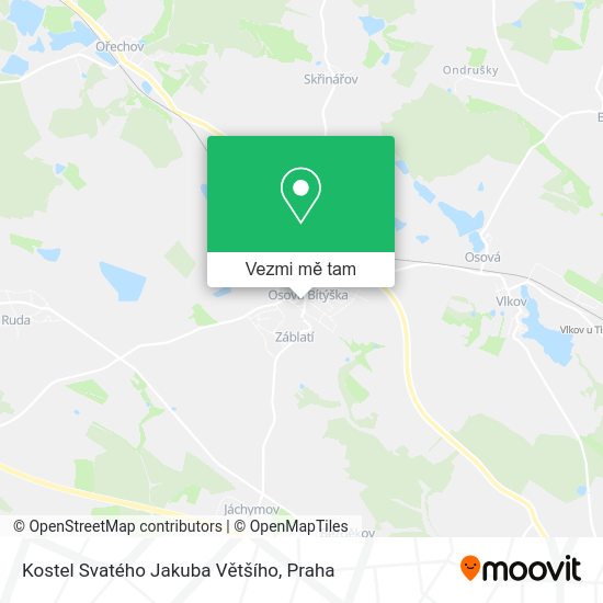 Kostel Svatého Jakuba Většího mapa