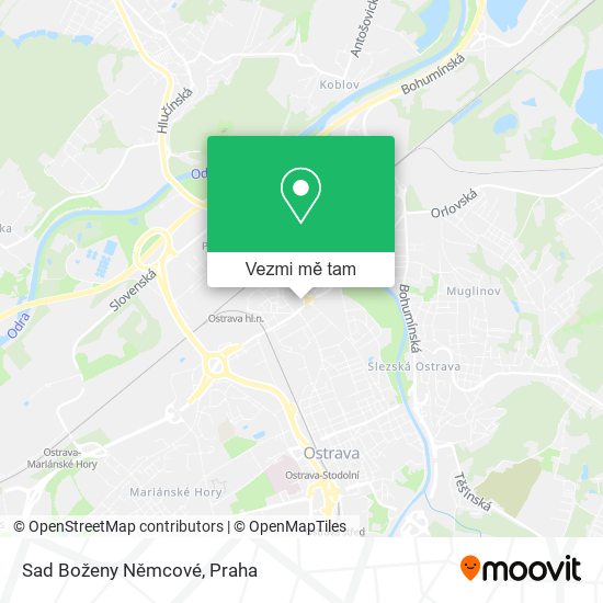 Sad Boženy Němcové mapa