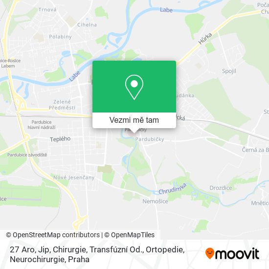 27 Aro, Jip, Chirurgie, Transfúzní Od., Ortopedie, Neurochirurgie mapa
