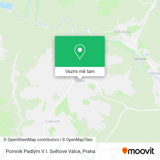 Pomník Padlým V I. Světové Válce mapa