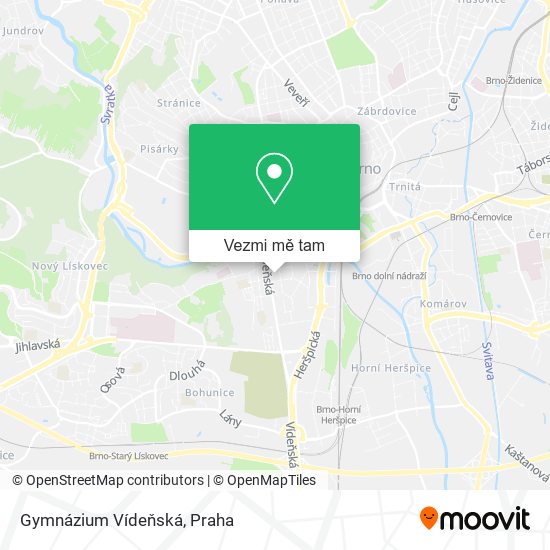 Gymnázium Vídeňská mapa