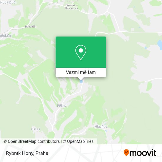 Rybník Hony mapa