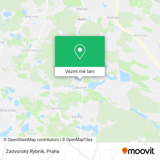 Zádvorský Rybník mapa