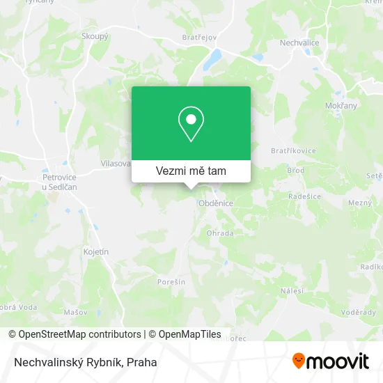 Nechvalinský Rybník mapa