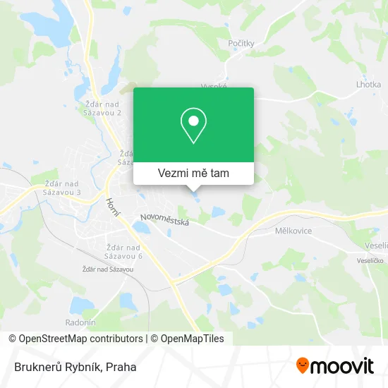 Bruknerů Rybník mapa