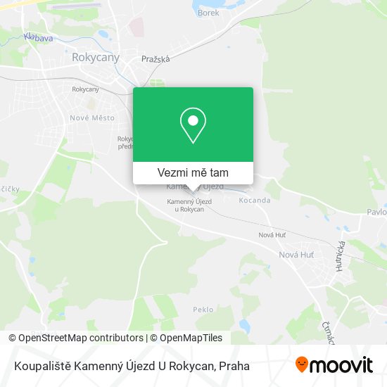 Koupaliště Kamenný Újezd U Rokycan mapa