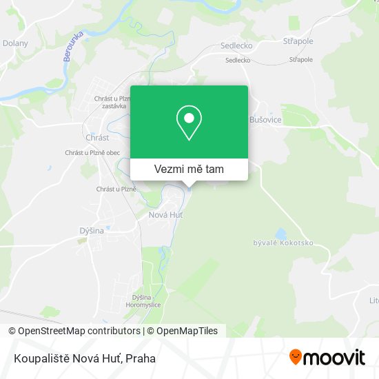 Koupaliště Nová Huť mapa