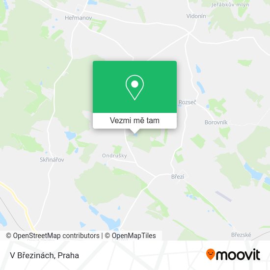 V Březinách mapa