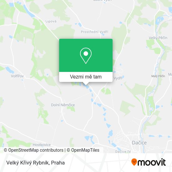 Velký Křivý Rybník mapa
