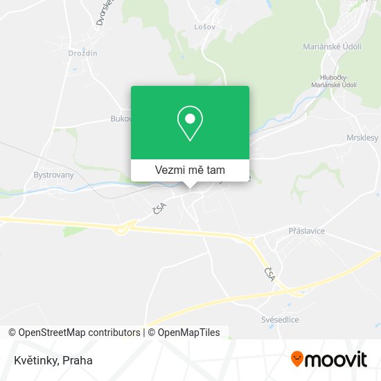 Květinky mapa