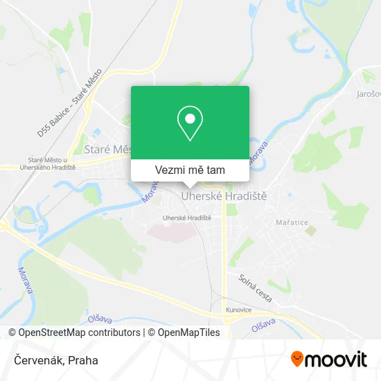 Červenák mapa