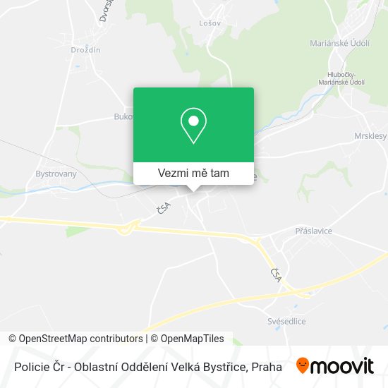 Policie Čr - Oblastní Oddělení Velká Bystřice mapa