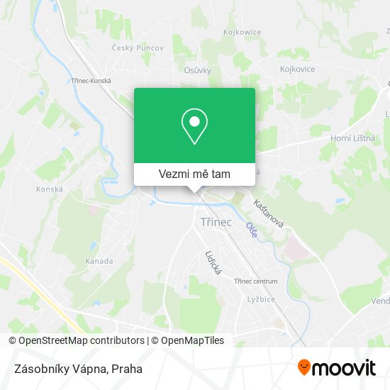 Zásobníky Vápna mapa