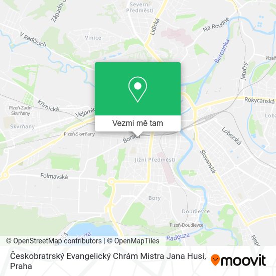 Českobratrský Evangelický Chrám Mistra Jana Husi mapa