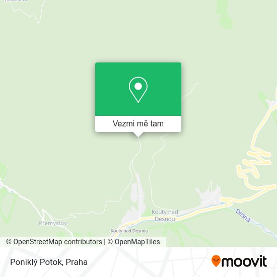 Poniklý Potok mapa