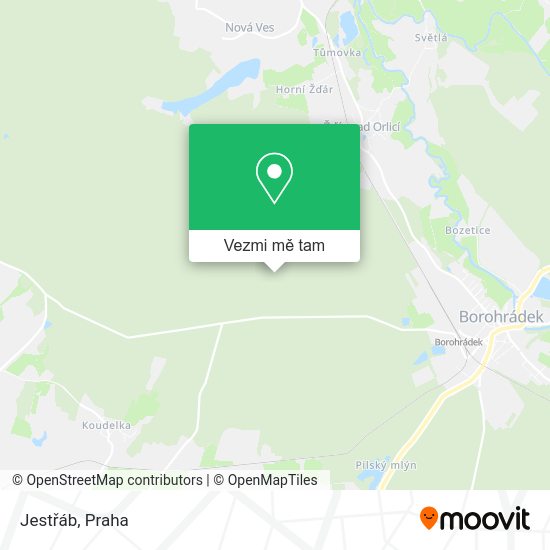 Jestřáb mapa