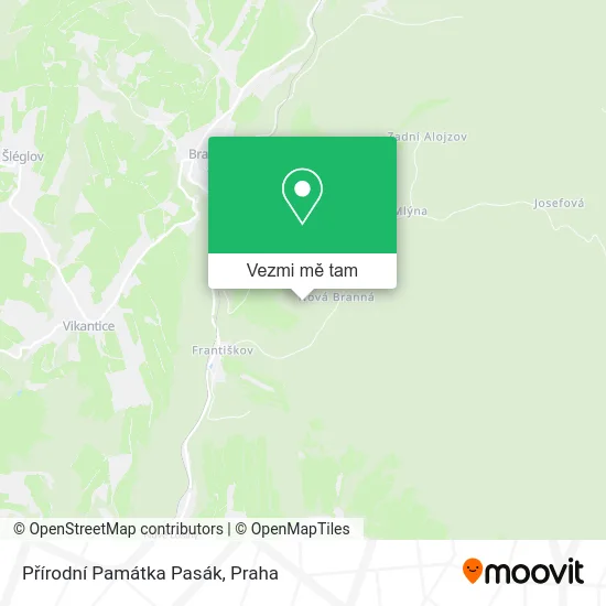 Přírodní Památka Pasák mapa