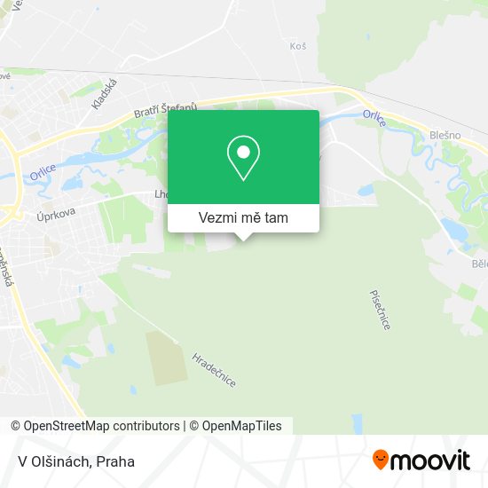 V Olšinách mapa