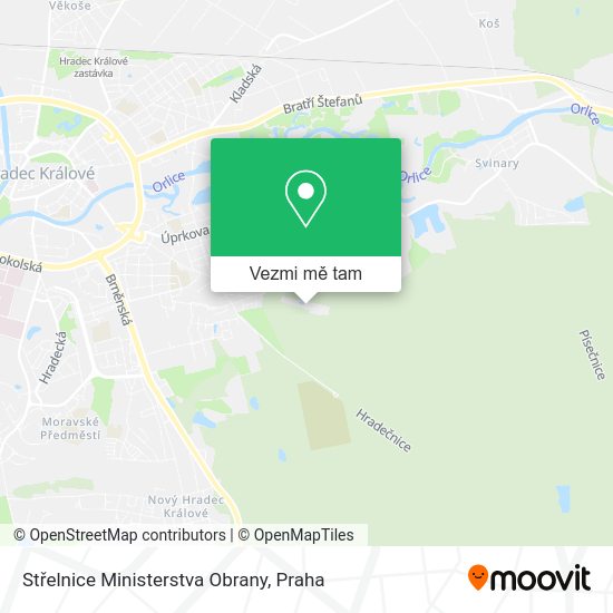 Střelnice Ministerstva Obrany mapa