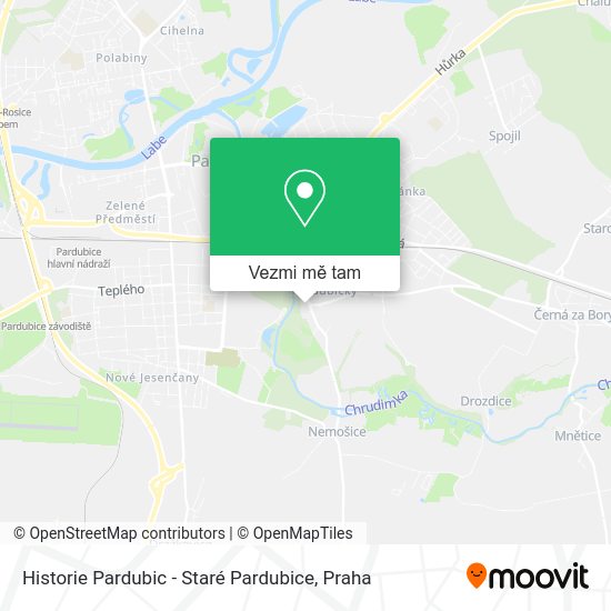 Historie Pardubic - Staré Pardubice mapa