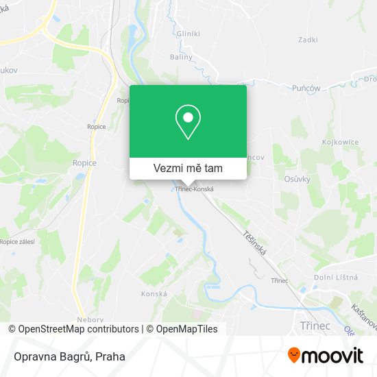Opravna Bagrů mapa