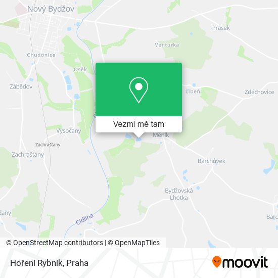 Hoření Rybník mapa