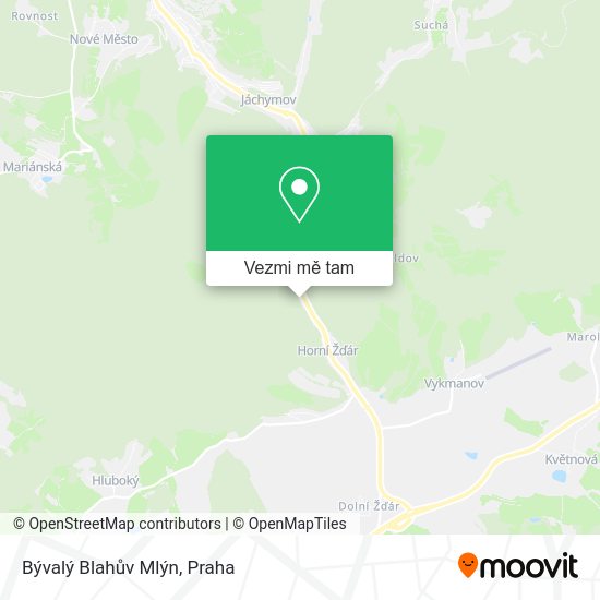 Bývalý Blahův Mlýn mapa
