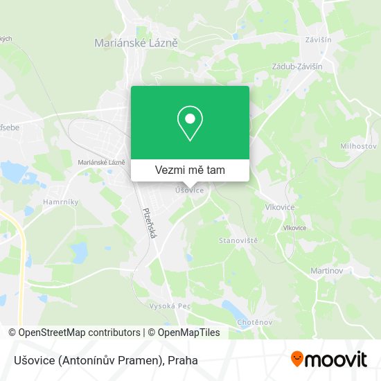 Ušovice (Antonínův Pramen) mapa