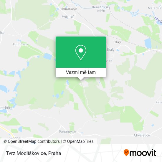 Tvrz Modlíškovice mapa