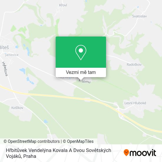 Hřbitůvek Vendelýna Kovala A Dvou Sovětských Vojáků mapa