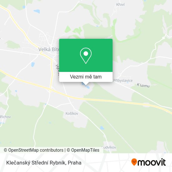 Klečanský Střední Rybník mapa